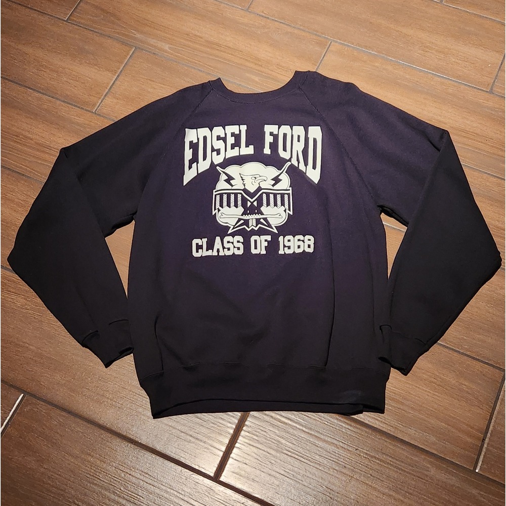 Vintage Hanes Edsel Ford Class of 1968 Sweatshirt Mens XXL Navy Blue Made in USA